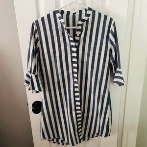 Striped button down top